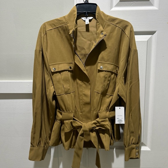 Women's Nine West Solid Belted Utility Jacket Sergio Olive Size XL NWT - Picture 1 of 7